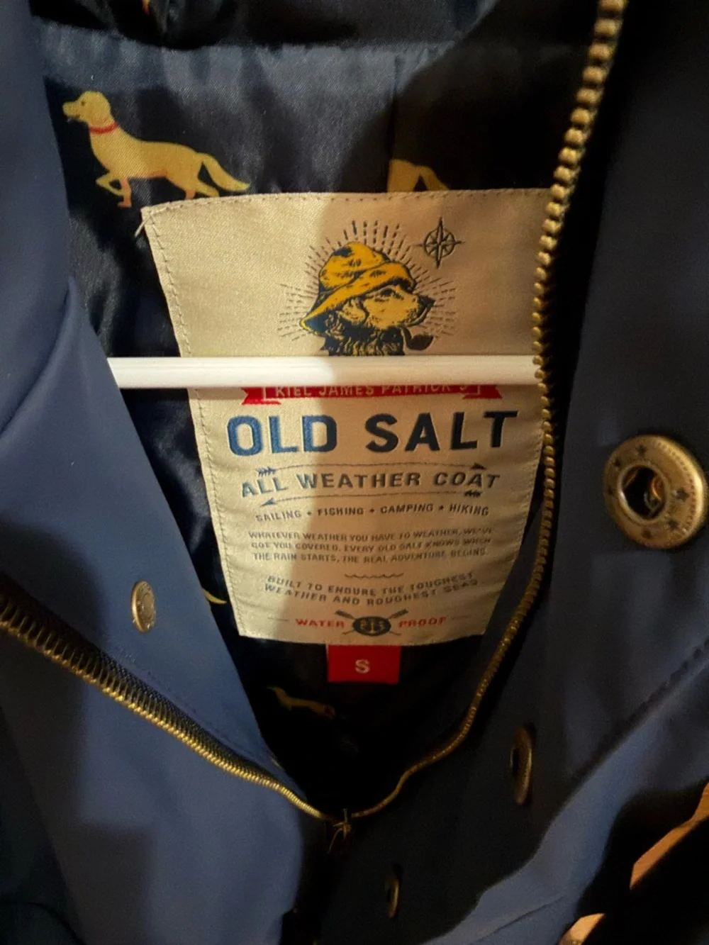 Kiel James Patrick Slate Blue Hooded Raincoat - Picture 2 of 3